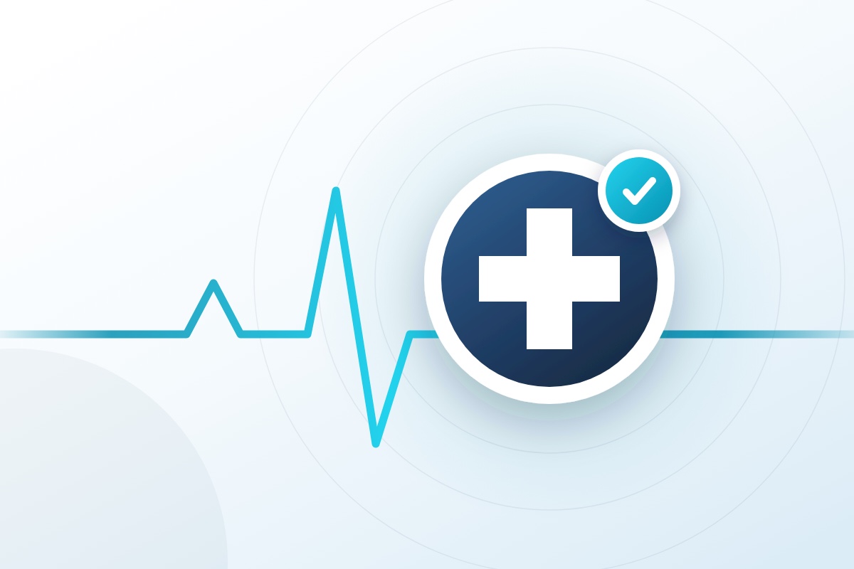 Heartbeat trace resolving into a medical cross